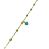 Tornozeleira de bolinha com coração de zircônia azul